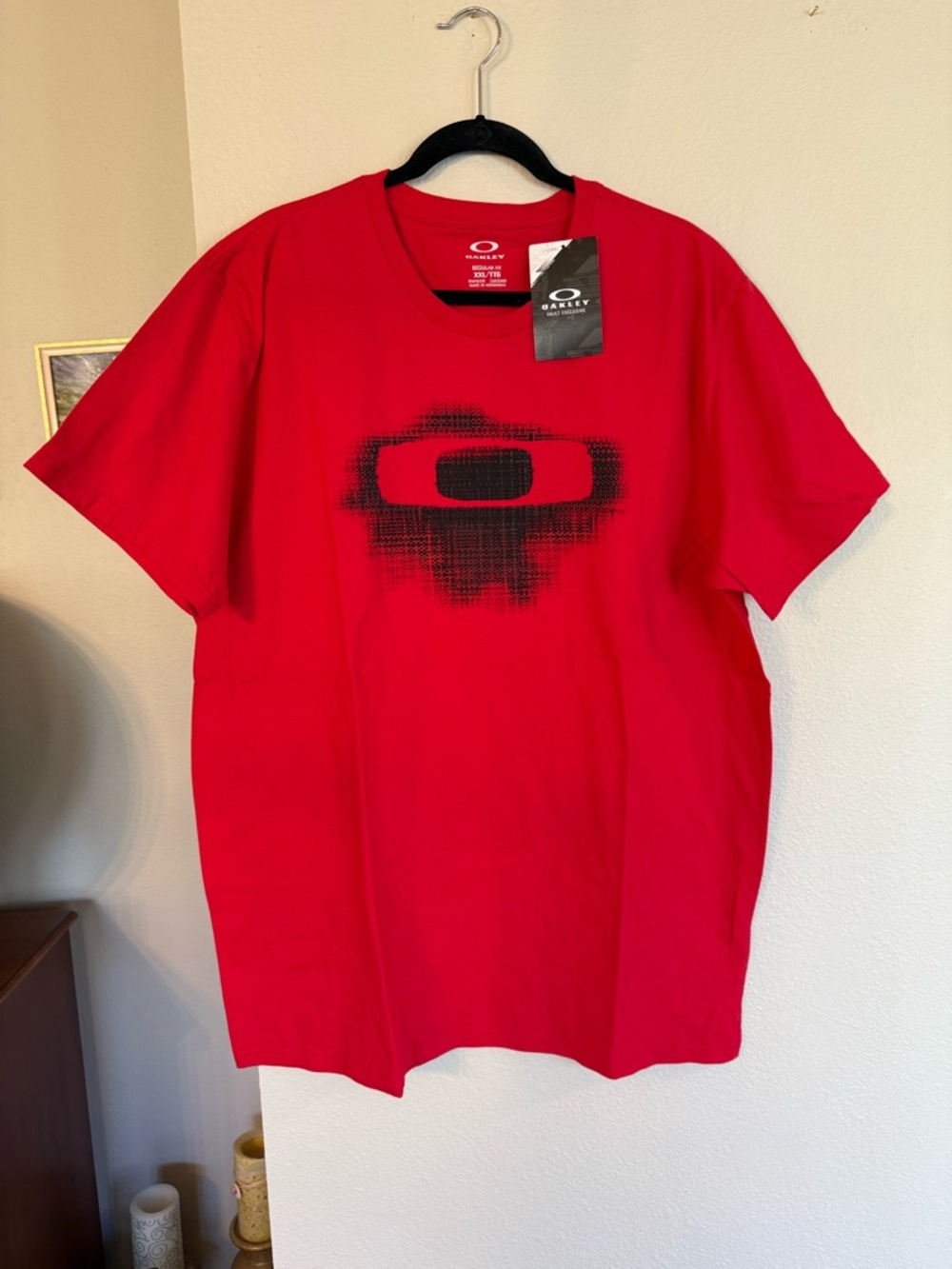 Oakley Red Short Sleeve Tee with Black Pixel Logo